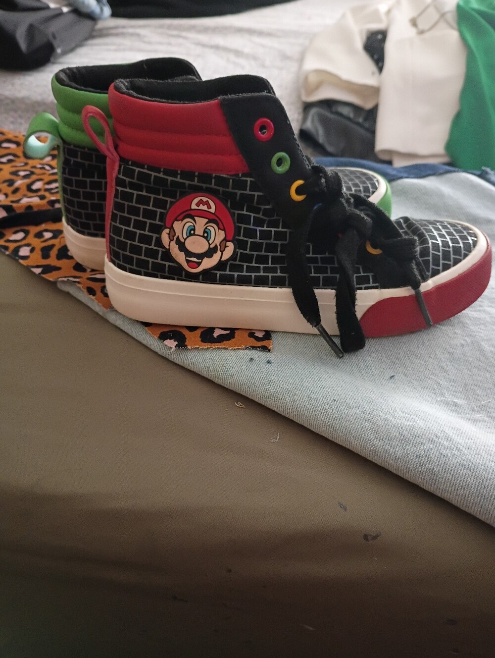 Disney Kids High-Top Sneakers in Black, Red & Green